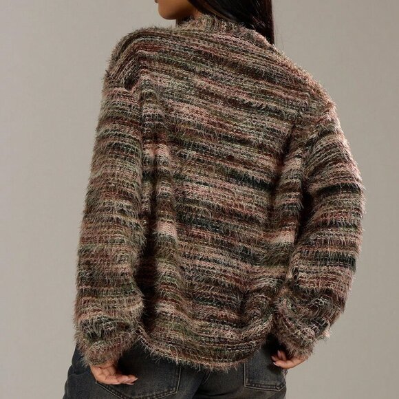 Casual Women's Oversized Textured Stripe Knit Sweater cardigan - Picture 5 of 5